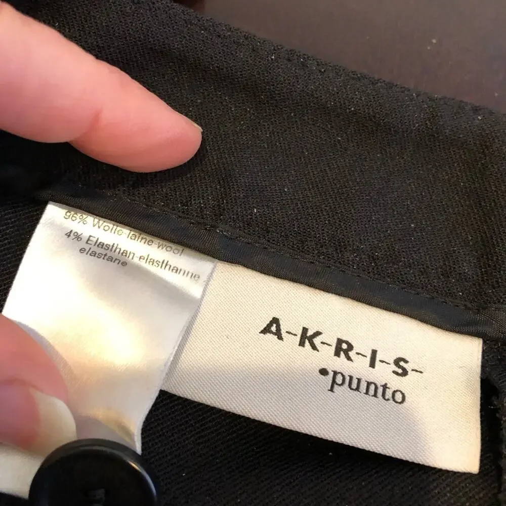 Akris Punto black wool blend trouser pants size US 8